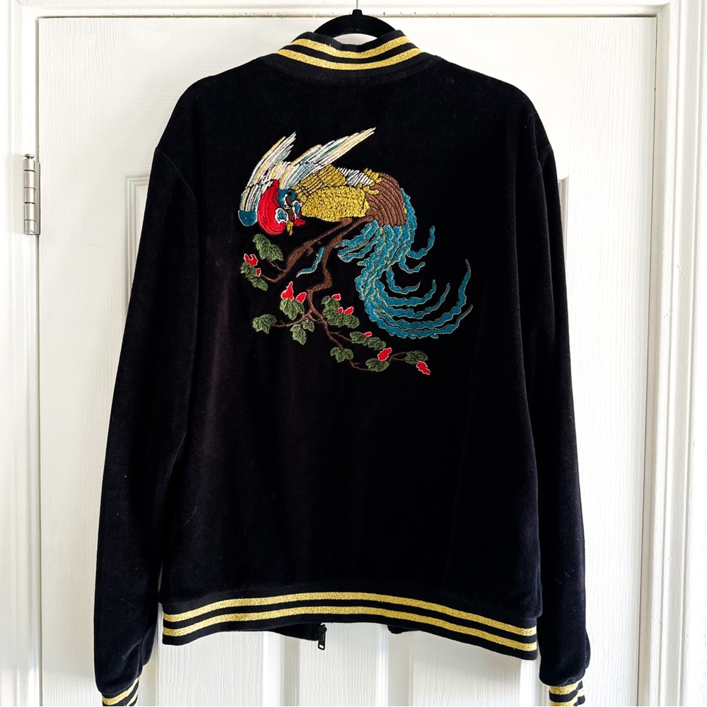 ZARA MAN RARE Winter Party Collection 2017 Embroidered Velour Bomber Men’s L